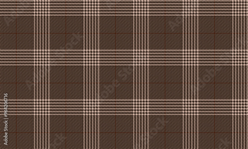 Plaid fabric pattern, brown, cream, black, seamless for textile and design clothes skirt pants apron tablecloth blanket or decoration fabric. Vector illustration.