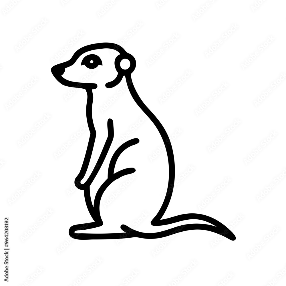 black and white illustration of a Meerkat
