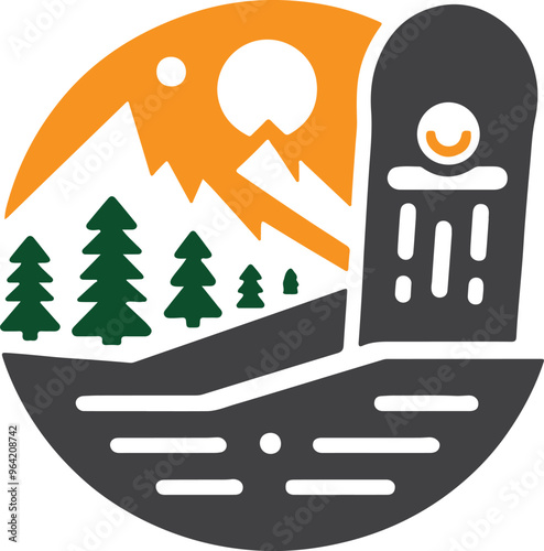 simple snowboard design vector style