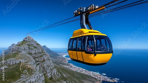 Take a cable car up Table Mountain in South Africa, offering panoramic views of Cape Town and the Atlantic Ocean. 