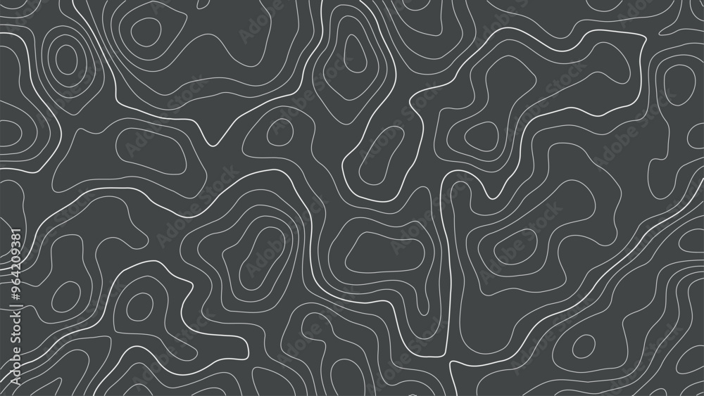 Contour topographic map background. Topography and geography map grid abstract backdrop. Editable stroke. Linear graphics. Topographic relief. Subtle black vector background. Vintage outdoors style Contour topographic map background. Topography and geography map grid abstract backdrop. Editable stroke. Linear graphics. Topographic relief. Subtle black vector background. Vintage outdoors style