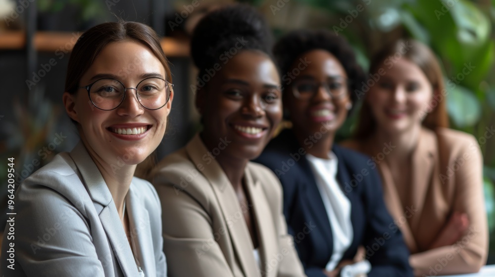 Confident businesswomen collaborating in a bright office space Confident businesswomen collaborating in a bright office space
