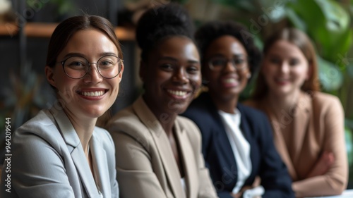 Confident businesswomen collaborating in a bright office space