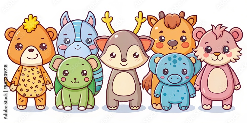 Fototapeta premium set of funny cartoon animals
