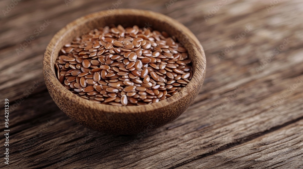 Brown flax seeds, known for their nutritional value, rest in a wooden bowl on a wooden surface. Their petite size, smooth texture, and rich color accentuate their health-enhancing qualities. Brown flax seeds, known for their nutritional value, rest in a wooden bowl on a wooden surface. Their petite size, smooth texture, and rich color accentuate their health-enhancing qualities.