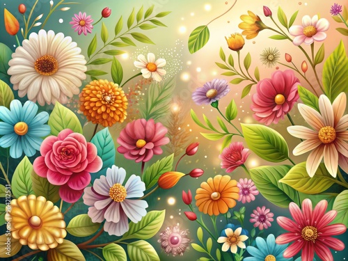 whimsical floral illustration background art design concept