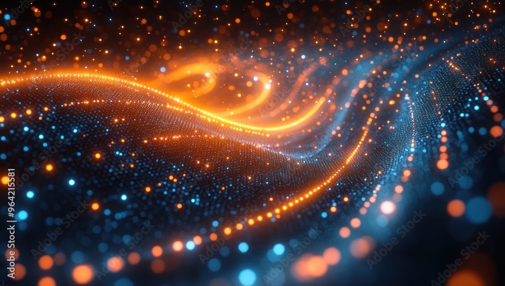 Obraz premium Abstract Digital Art: Orange and Blue Lights