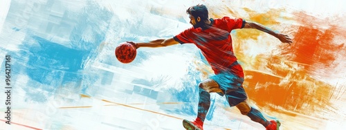 player handball in sports court  background for banner
