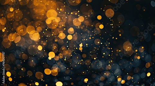 A mesmerizing display of golden bokeh lights against a dark background, creating a festive and enchanting atmosphere.