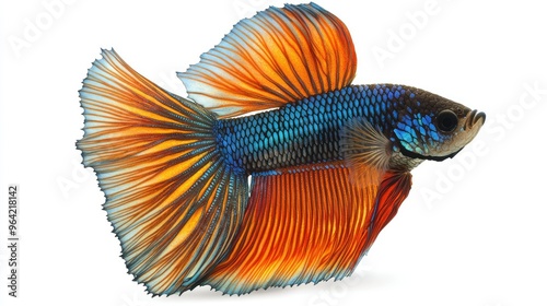 Siamese fighting fish - Betta splendens - commonly known as the betta is one of the most popular freshwater aquarium fish in the world native to Southeast Asia. isolated cutout on white background