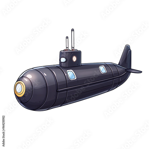 A sleek, cartoon-style submarine illustration, perfect