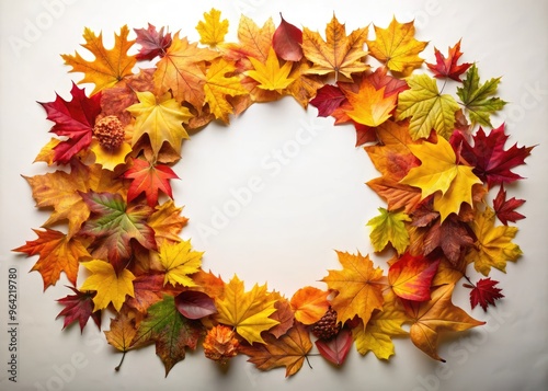 A Collection Of Autumn Leaves Arranged In A Circle With A Blank Space In The Center For Text Or A Design, Perfect For Thanksgiving Wishes And Greetings. photo