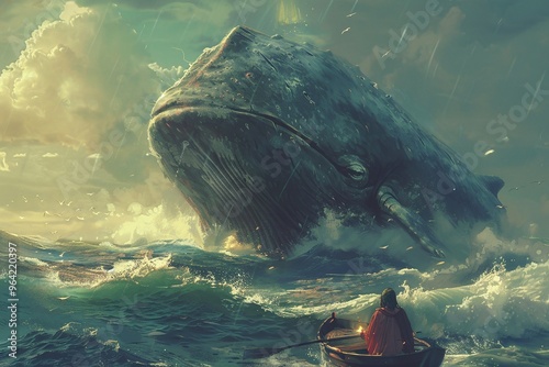 ai generative a giant fish that was about to swallow the prophet