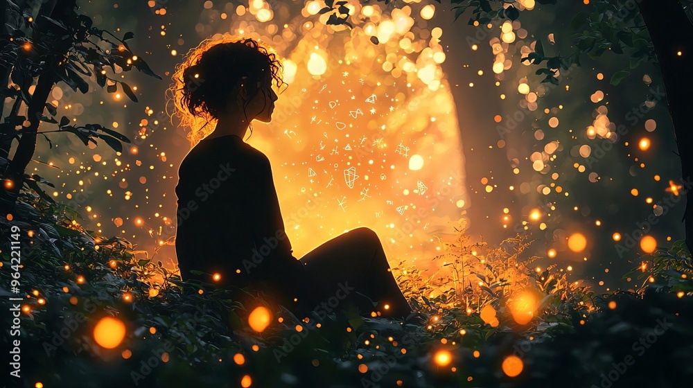 An entrepreneur enjoying a serene moment in a sundappled forest An entrepreneur enjoying a serene moment in a sundappled forest