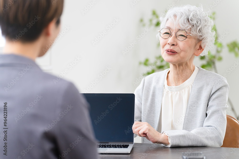 ビジネススーツを着ている若い女性とシニア女性 ビジネスイメージ ビジネススーツを着ている若い女性とシニア女性 ビジネスイメージ