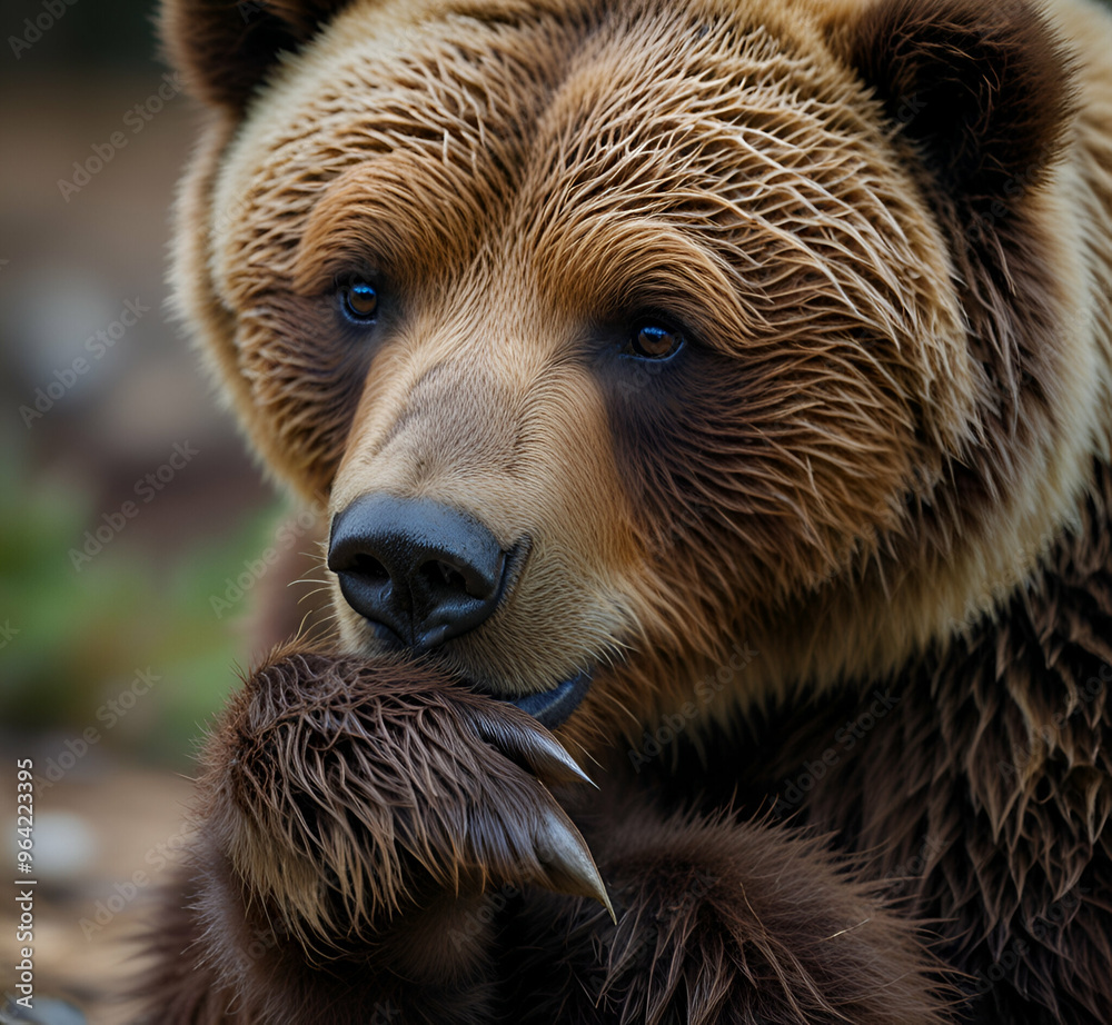 Obraz premium an enchanting image of a cute and smiling grizz AI generative