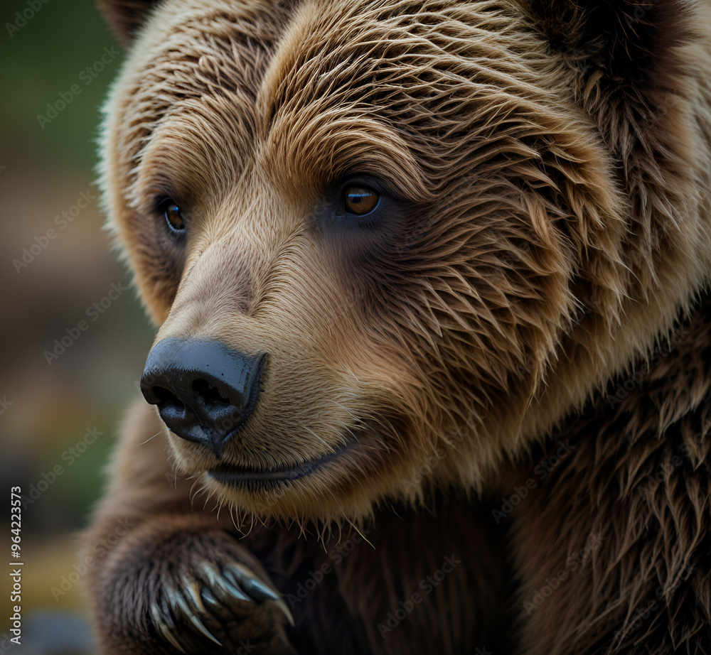 Obraz premium an enchanting image of a cute and smiling grizz AI generative