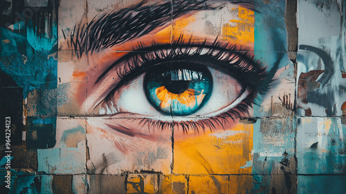 Widok na ścianę ozdobioną graffiti, gdzie różnorodne kolory i wzory tworzą unikalny obraz artystyczny. 