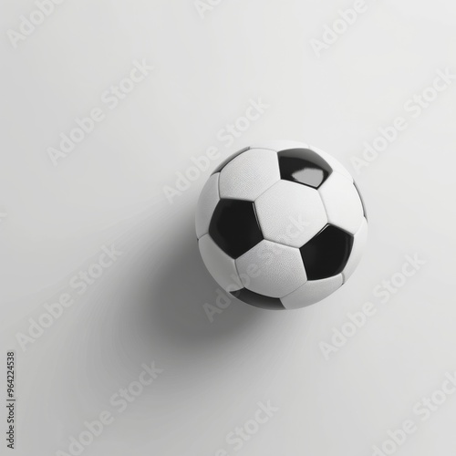 Top view of a soccer ball on a white background, highlighting design and form