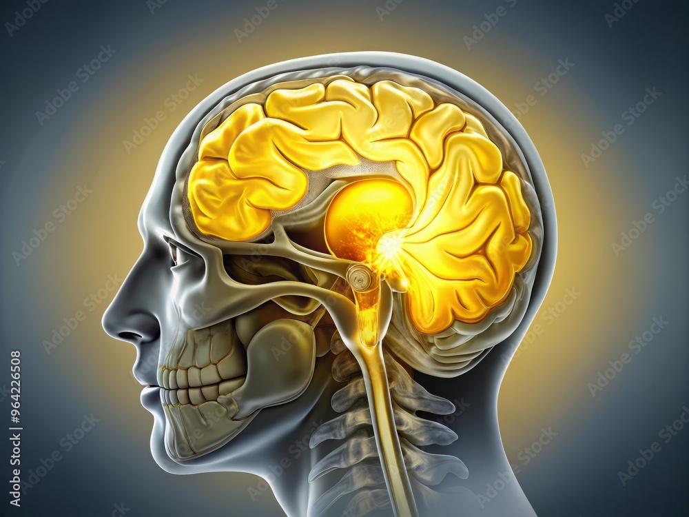 Detailed vector illustration of an MRI scan revealing the changes in ...