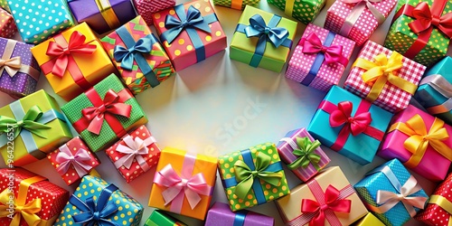 Colorful and festive gift boxes background for celebrations and special occasions