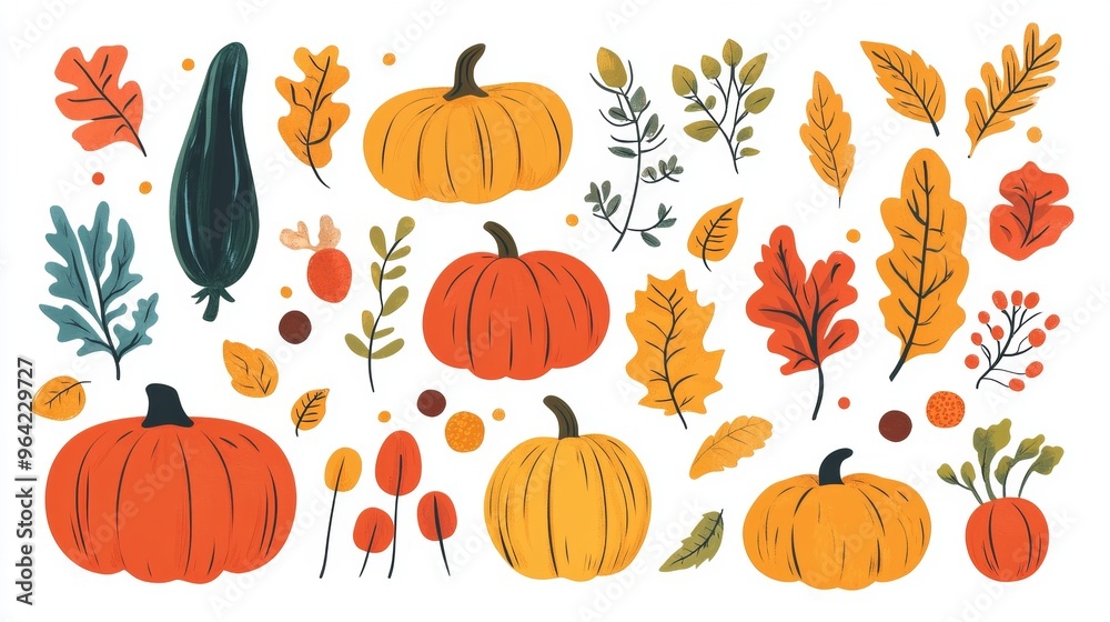 Fall harvest celebration with vibrant pumpkins and leaves. Autumn ...