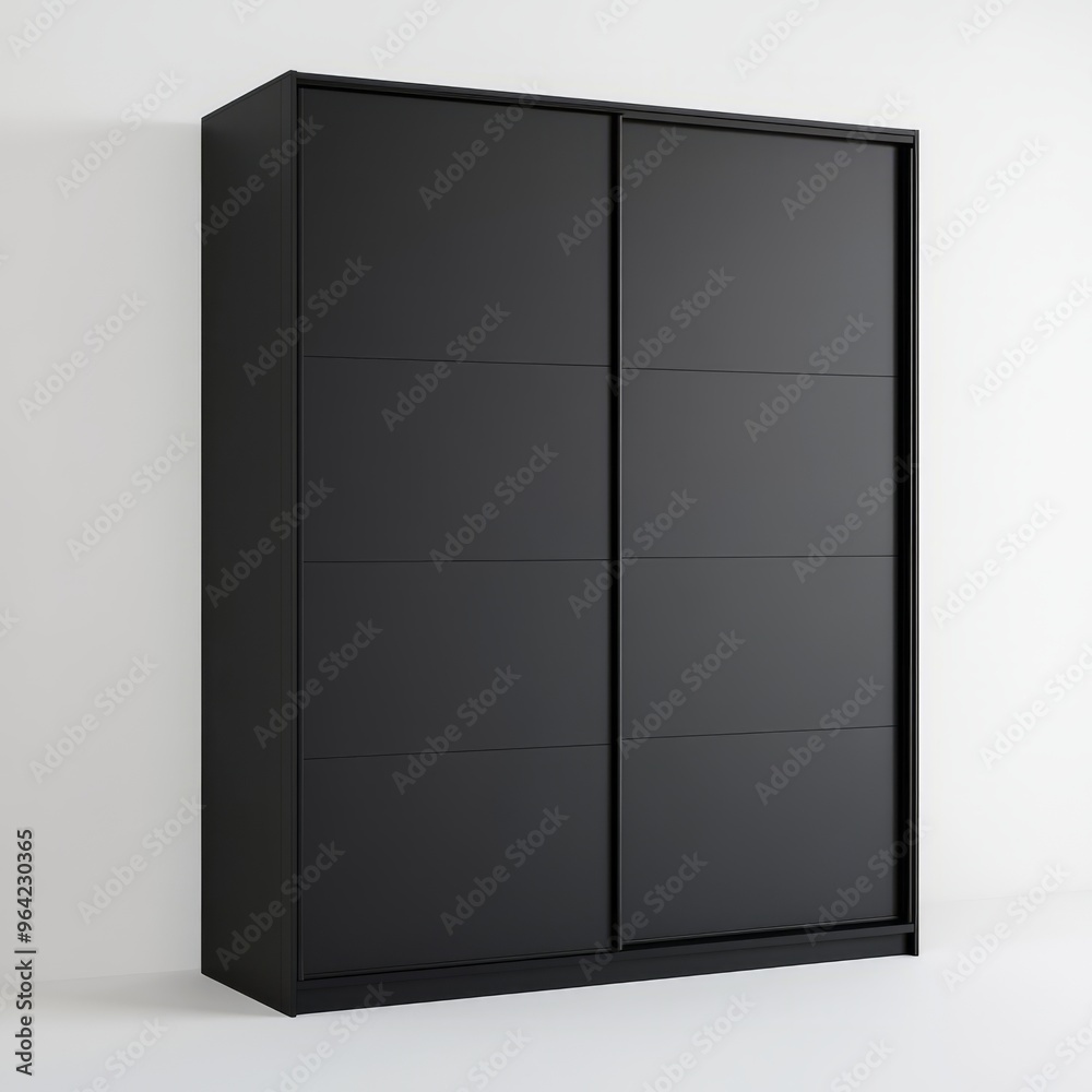 Minimalist IKEA Wardrobe with Black Sliding Doors - Matte Finish Minimalist IKEA Wardrobe with Black Sliding Doors - Matte Finish