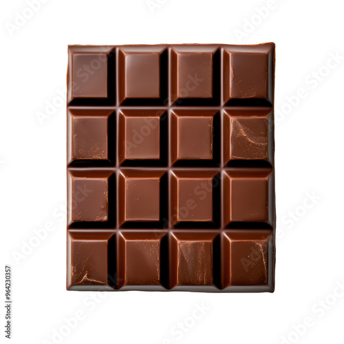 A square chocolate bar with a white background