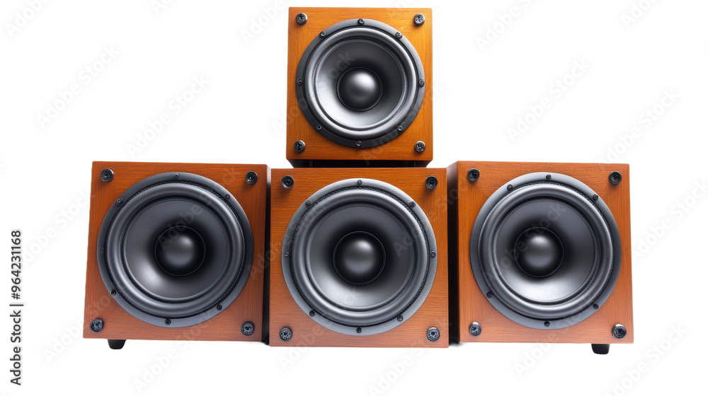 Stacked Audio Music Speakers Isolated on transparent Background