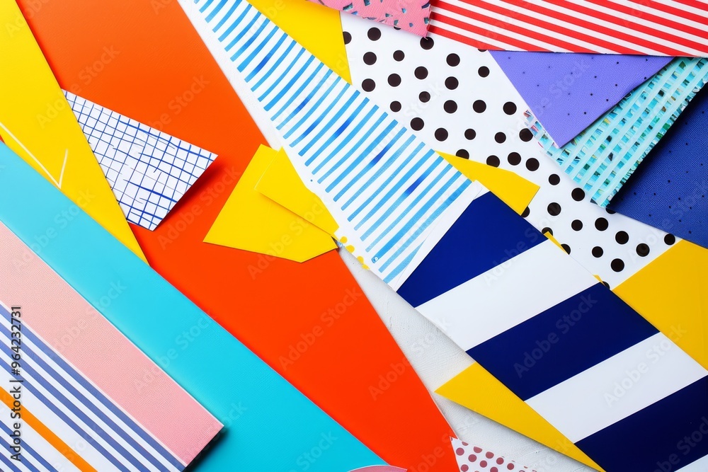 An array of colorful patterns and shapes, combining stripes, polka dots, and grids, creating a lively and dynamic visual experience. An array of colorful patterns and shapes, combining stripes, polka dots, and grids, creating a lively and dynamic visual experience.