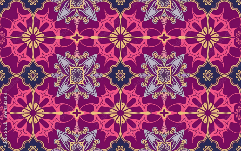 Modern batik motif design in harmonius colours combination Modern batik motif design in harmonius colours combination