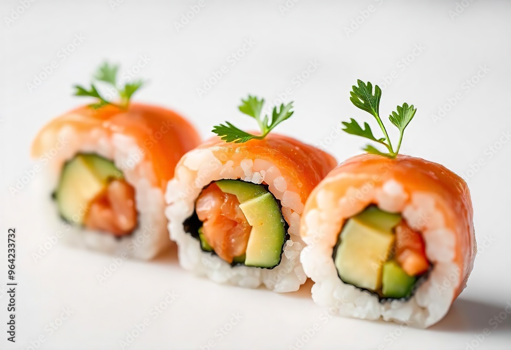 Sushi rolls salmon roll sushi presentation Ai generated Sushi rolls salmon roll sushi presentation Ai generated