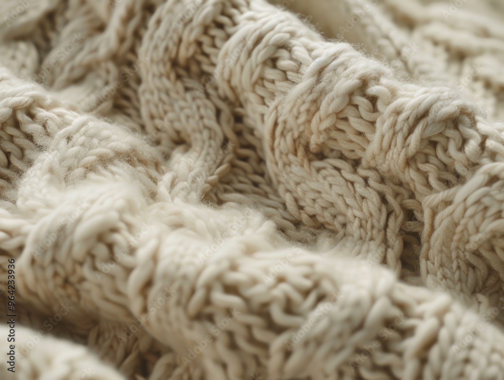 A knitted blanket with a fuzzy texture. The blanket is white and has a lot of texture A knitted blanket with a fuzzy texture. The blanket is white and has a lot of texture