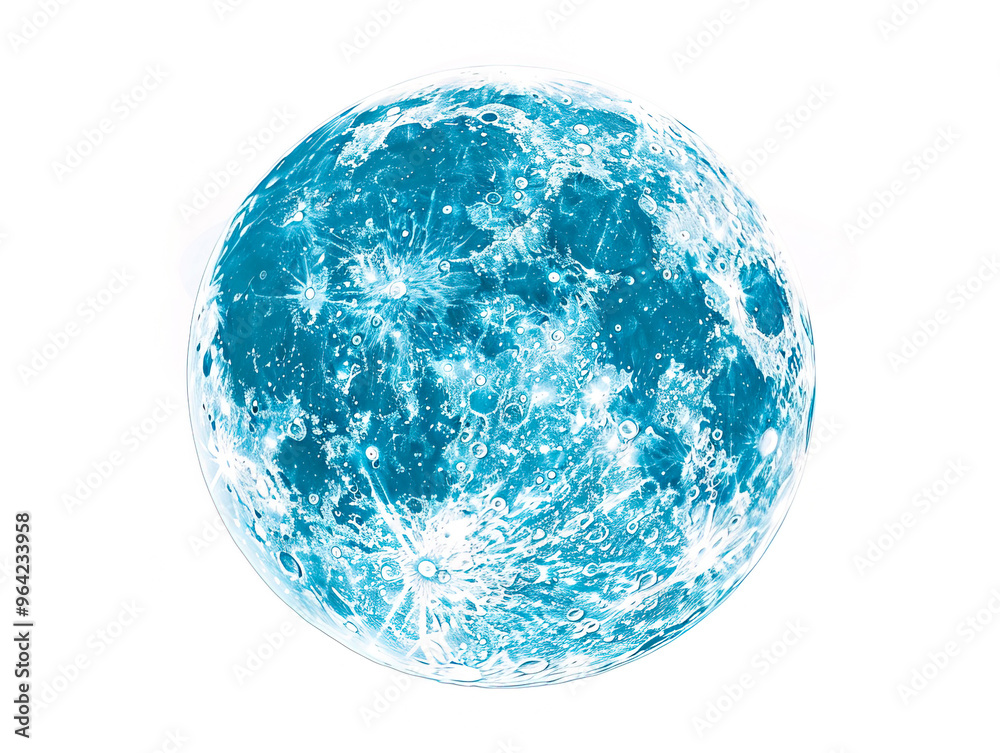 Moon visualization with augmented reality Transparent Moon in studio drawing in blue colors Moon visualization with augmented reality Transparent Moon in studio drawing in blue colors