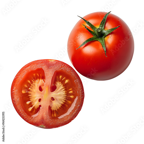 Isolated red tomato, a fresh and juicy vegetable, perfect for salads or cooking. photo