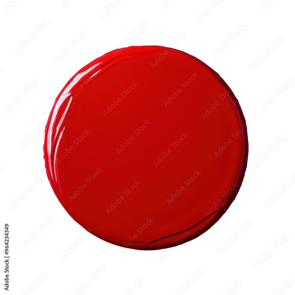 A red circle with a red lip stain on it