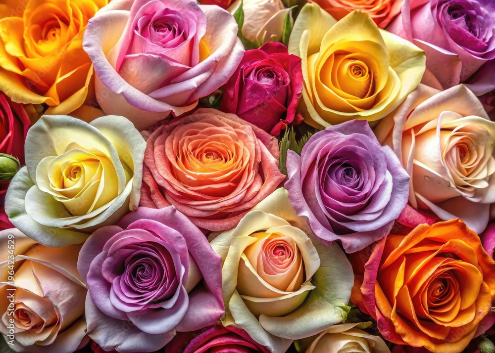 An Assortment Of Vibrant And Fragrant Roses, Captured In A Moment Of Ethereal Beauty, Showcasing Their Delicate Petals And Intricate Patterns. An Assortment Of Vibrant And Fragrant Roses, Captured In A Moment Of Ethereal Beauty, Showcasing Their Delicate Petals And Intricate Patterns.