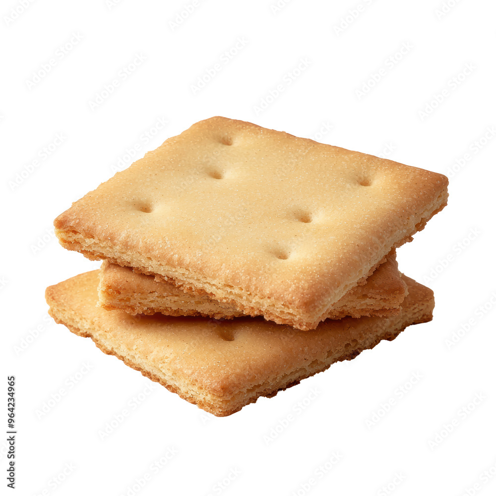 Three square crackers stacked on top of each other Three square crackers stacked on top of each other
