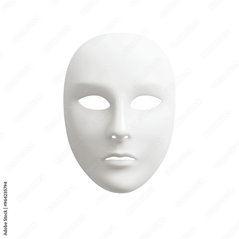 A white mask with a black eye and a white mouth A white mask with a black eye and a white mouth