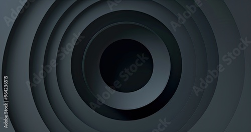 A minimalist design featuring concentric circles creating a sense of depth and dimension in a dark color palette.
