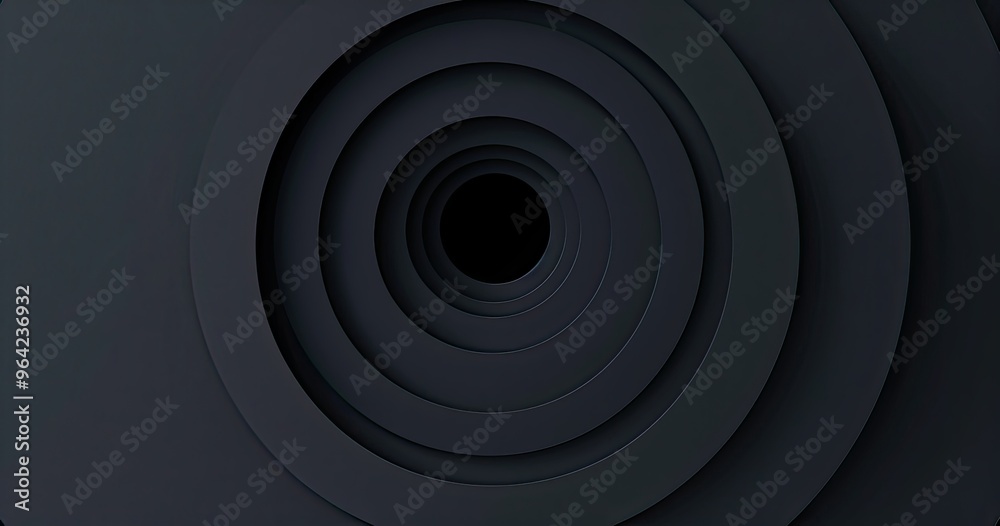 Fototapeta premium A minimalist design featuring concentric circular layers in dark tones, creating a sense of depth and focus.