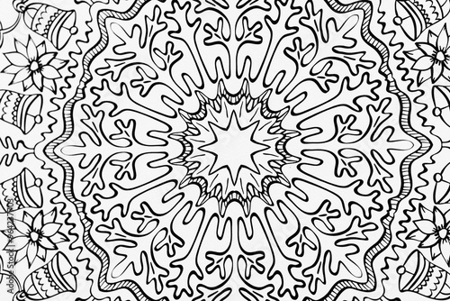 Obraz na płótnie Arrière plan noir et blanc avec motif graphique mandala pour colorier w salonie