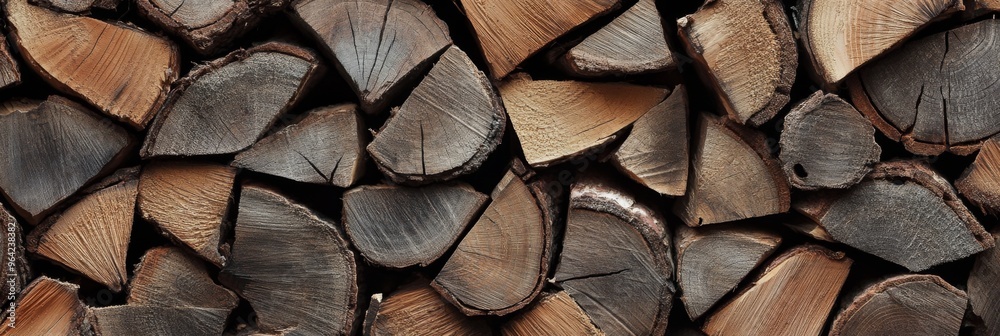 Stacked Firewood Logs are Prepared and Ready for Winter Use in a Charming Rustic Setting Stacked Firewood Logs are Prepared and Ready for Winter Use in a Charming Rustic Setting