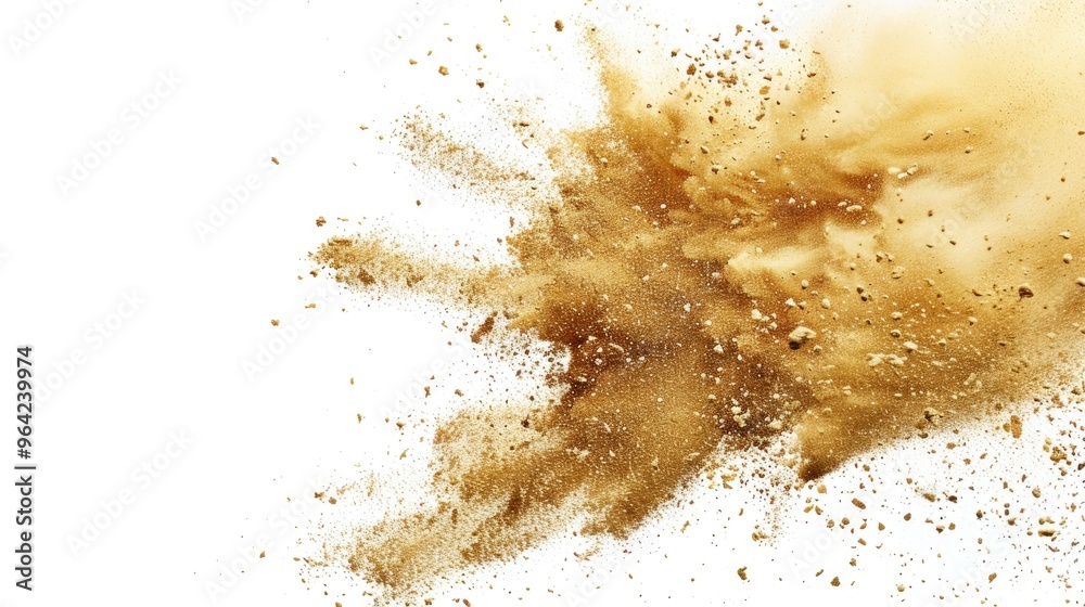 A large cloud of sand is blowing in the wind. The sand is golden and he is coming from a desert. The scene is dramatic and evokes a sense of power and force A large cloud of sand is blowing in the wind. The sand is golden and he is coming from a desert. The scene is dramatic and evokes a sense of power and force