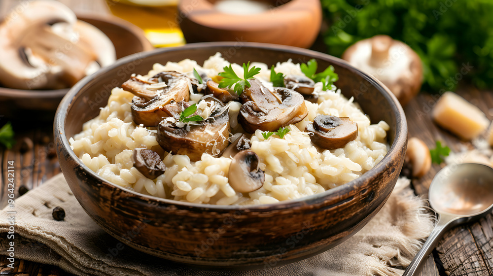 Mushroom Risotto With Parmesan Cheese. Mushroom Risotto With Parmesan Cheese.