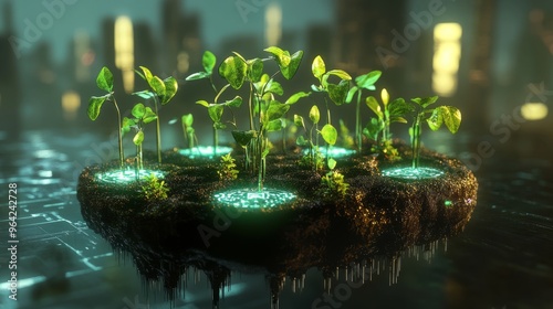 ##  Techtopia: Where Nature and Technology Bloom in a Floating Oasis photo