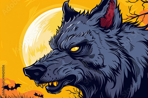 Werewolf for Kids Cartoon Drawing to Enhance Spooky Halloween Decorations and Trick or Treat Costume Parties