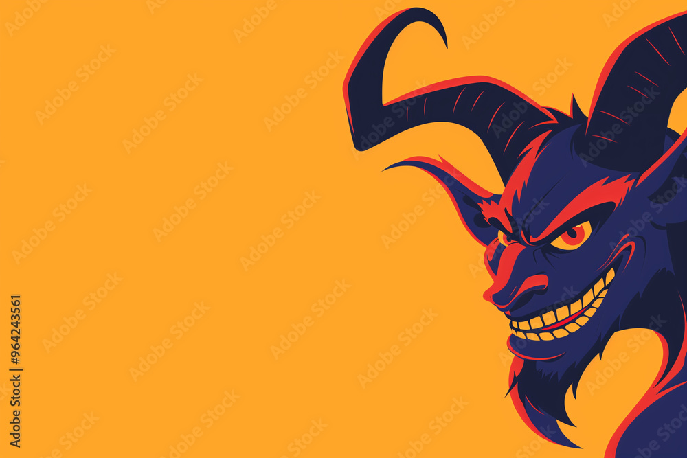 Fototapeta premium Demon for Kids Halloween Art for Spooky Trick or Treat and Scary Costume Party Decoration Atmosphere