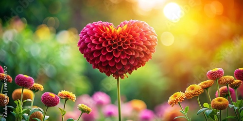 Heart shaped flower with vibrant petals in a garden setting