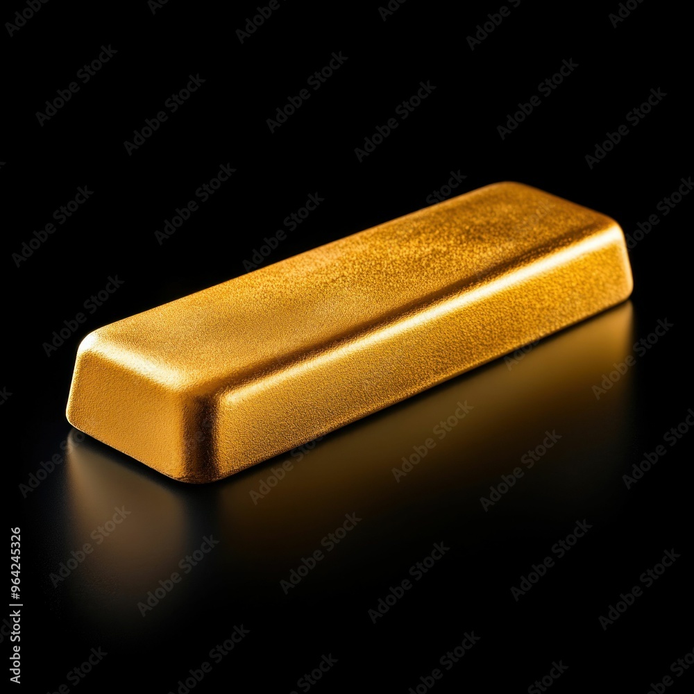 Gold Bar Isolated on Black Reflective Surface Gold Bar Isolated on Black Reflective Surface